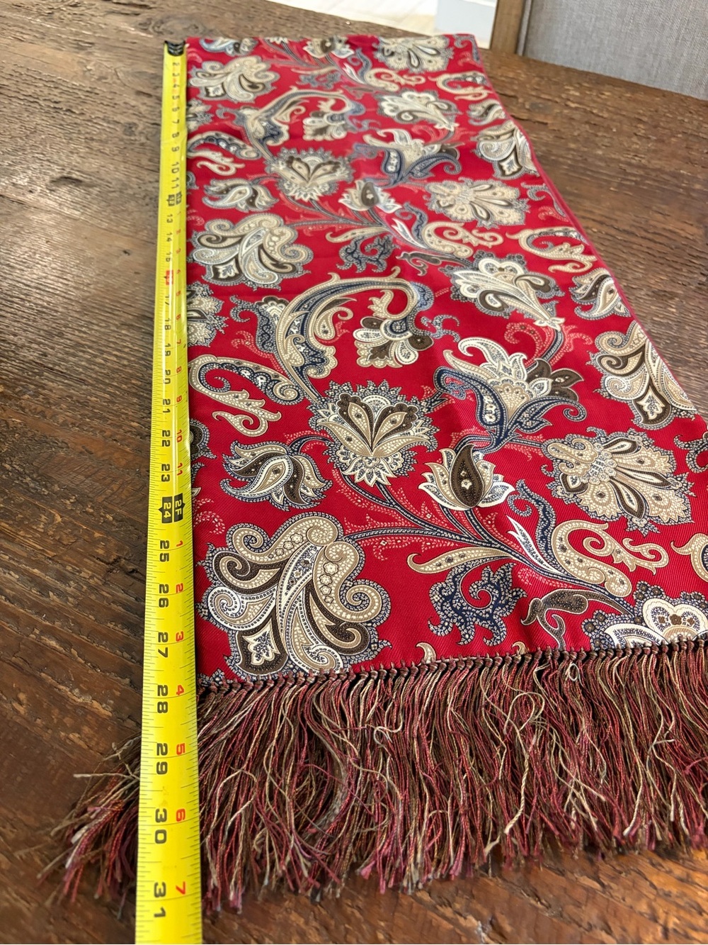 Willa Red Paisley Fringe Scarf Wrap 💯 silk and 💯 cashmere